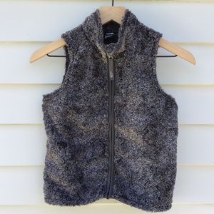 The North Face Faux Fur ZipUp Vest Marbled Charcoal Gray Size 6/6 Toddler/Bambin